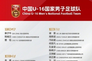 中国U-16国家男子足球队参赛名单出炉！