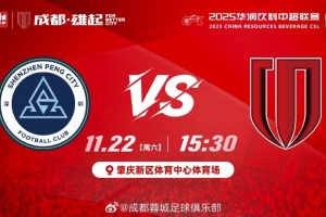 2025中超联赛第30轮 深圳新鹏城vs成都蓉城 11月22日15:30开打