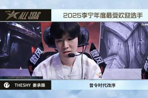 毫无悬念！Theshy生涯第六次当选年度最受欢迎选手