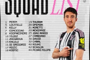 尤文对阵那不勒斯名单：佩林、戴维、孔塞桑在列，加蒂、DV9缺席